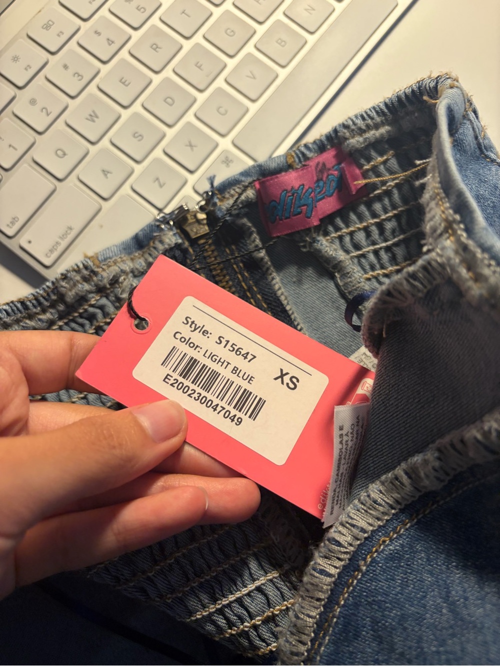 Edikted Strapless Light Wash Denim Mini Dress - Picture 6 of 8
